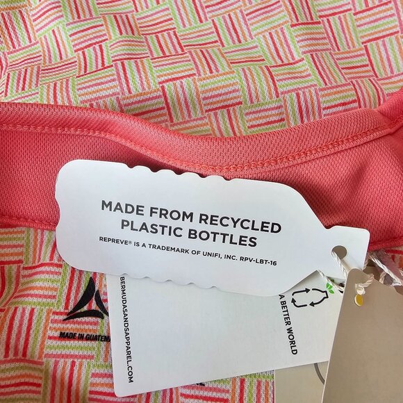 Bermuda Sands Women XL UPF 50+ Lyric Strawberry Sleeveless Golf Dress Pink Green - Picture 6 of 15